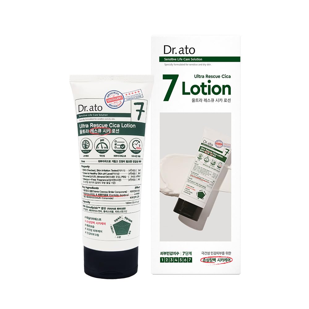Dr. ato Sensitive Life Care Solution Ultra Rescue Cica 7 Lotion, Safe for all Skin Types and Ages