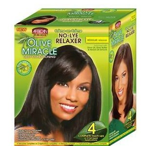African Pride Olive Miracle Deep Conditioning No-Lye Relaxer - Regular Kit 4-Count