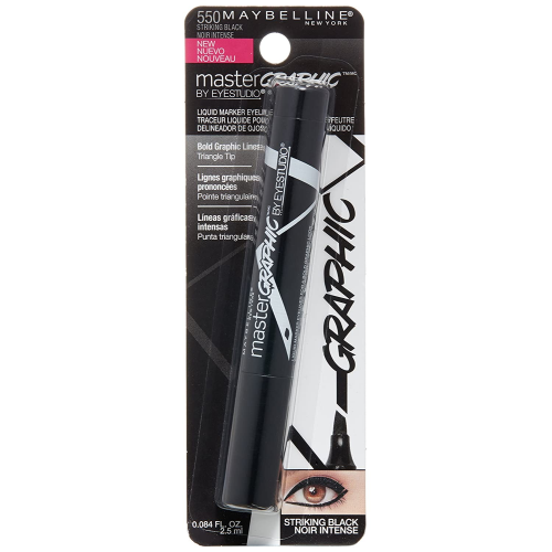 Maybelline New York Eye Studio Master Graphic Liquid Eyeliner, Striking Black, 0.084 Fluid Ounce