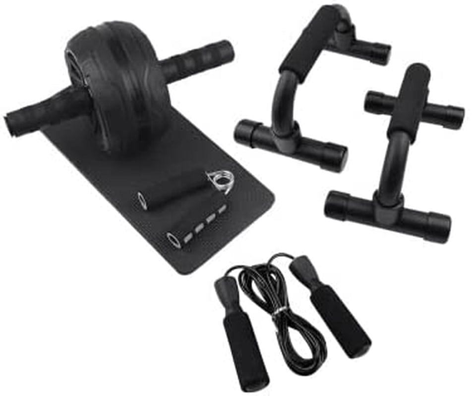 Mengk AB Wheel Roller Kit Abdominal Wheel Set with Push-Up Bar Jump Rope Hand Gripper and Knee Pad Home Workout Equipment for Fitness Training