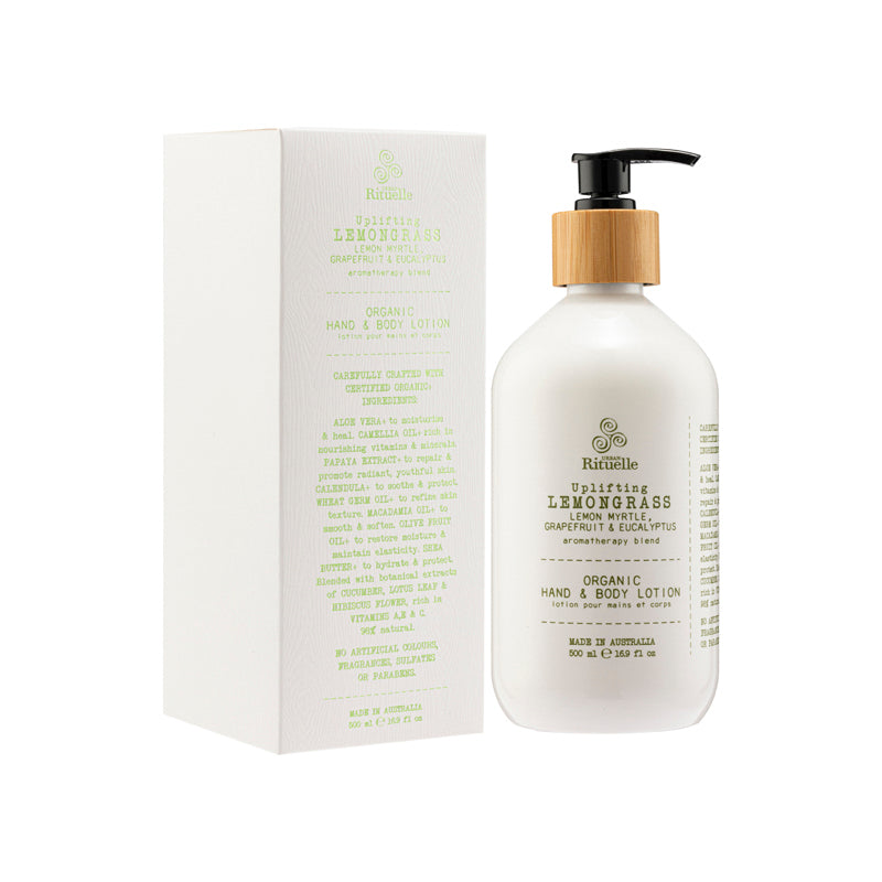 Urban Rituelle Lemongrass, Lemon Myrtle, Grapefruit & Eucalyptus Organic Hand & Body Lotion 500ML