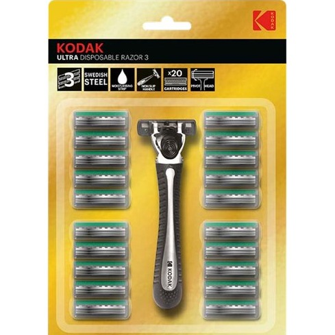 Kodak Disposable Razor Ultra 3 Handle + 21 Blade Refills