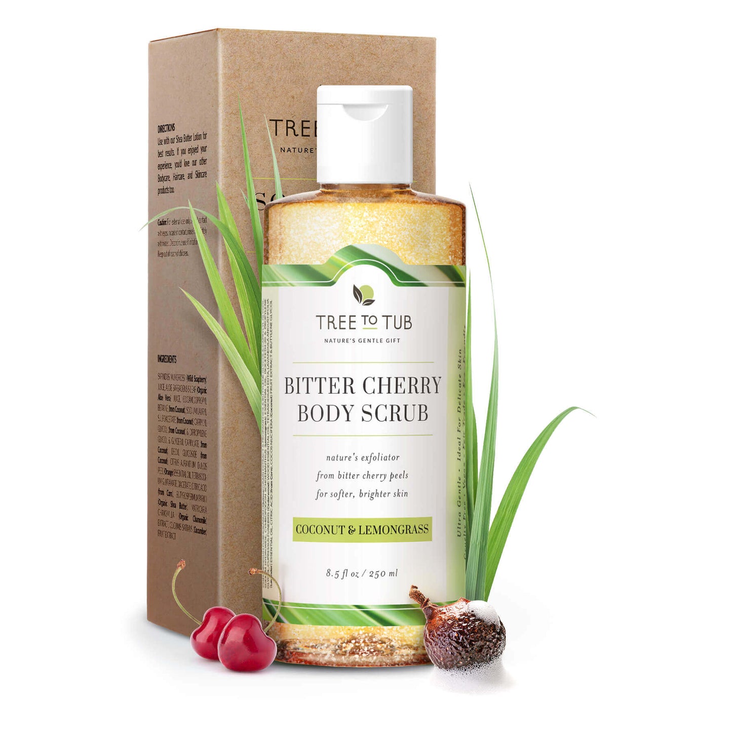 Sulfate-Free Foaming Body Scrub for Sensitive Skin with Bitter Cherry