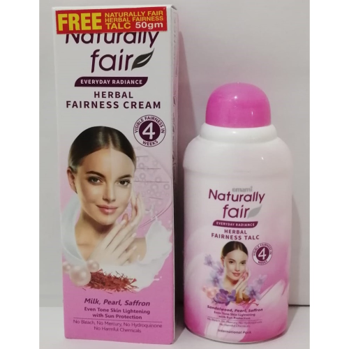 NATURALLY FAIR PEARLS INTENSIVE HERBAL FAIRNESS CREAM 50ML+ NATURALLY FAIR TALC POWDER 50G
