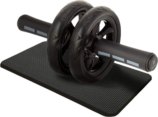 BODYTECH ABS Dual Roller with Knee Pad Ab Roller with Foam Handle for Home Fitness & Workout (Black) BTS91NH001A