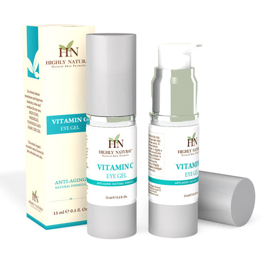 Highly Natural Vitamin C Eye Gel Anti Aging Formula That Repairs and Prevents Dark Circles, Puffiness, Fine Lines and Wrinkles, Includes Vitamin E and Cucumber Extract, 100% Made In USA 0.5 fl oz