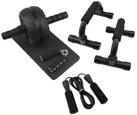 Mengk AB Wheel Roller Kit Abdominal Wheel Set with Push-Up Bar Jump Rope Hand Gripper and Knee Pad Home Workout Equipment for Fitness Training